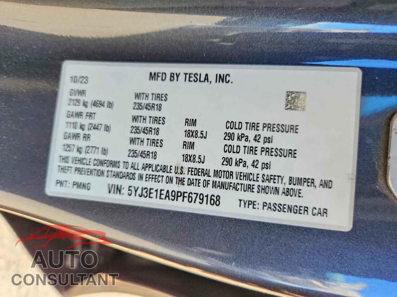 TESLA MODEL 3 2023 - 5YJ3E1EA9PF679168