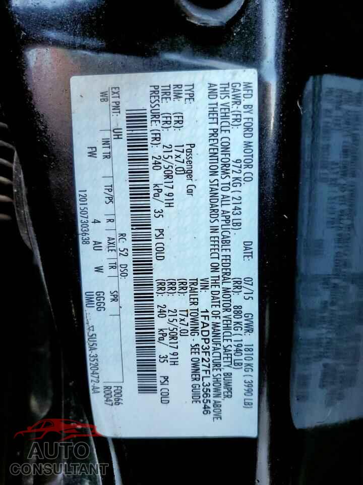 FORD FOCUS 2015 - 1FADP3F27FL356546