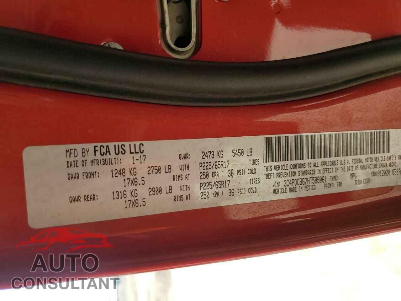 DODGE JOURNEY 2017 - 3C4PDCBG7HT589061