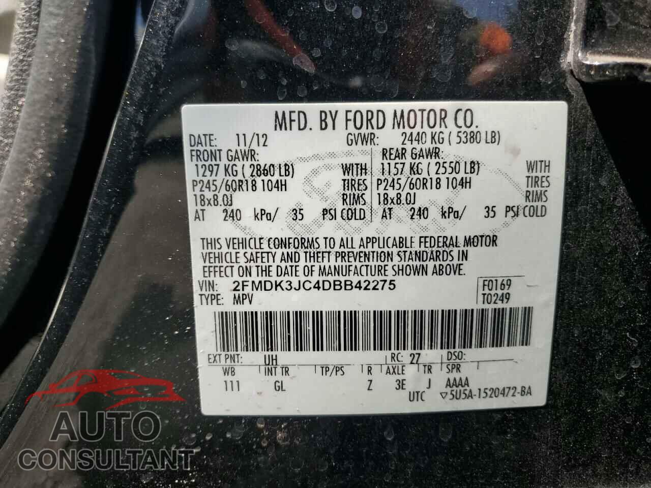 FORD EDGE 2013 - 2FMDK3JC4DBB42275