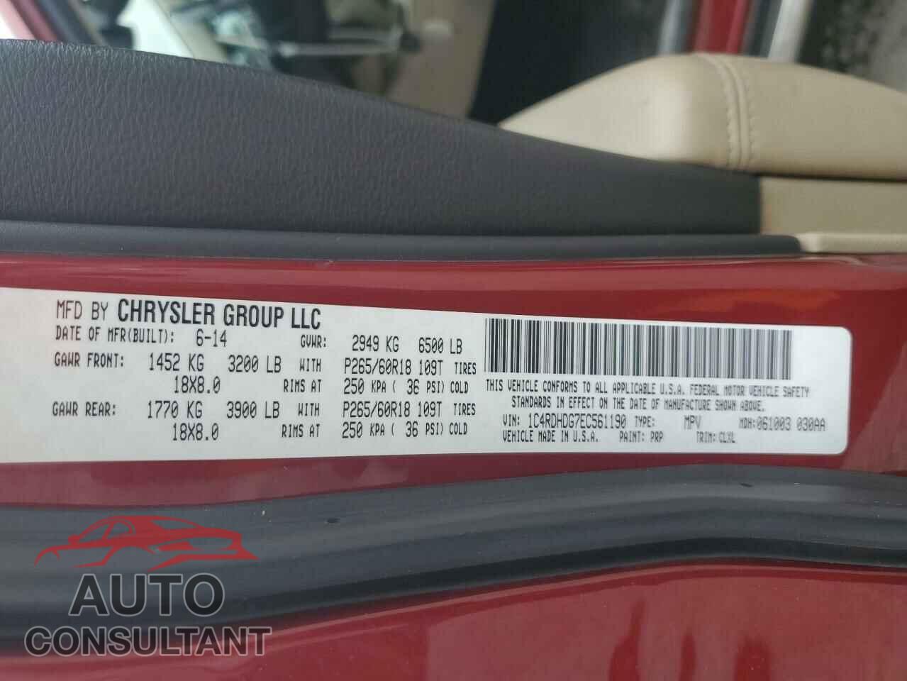 DODGE DURANGO 2014 - 1C4RDHDG7EC561190