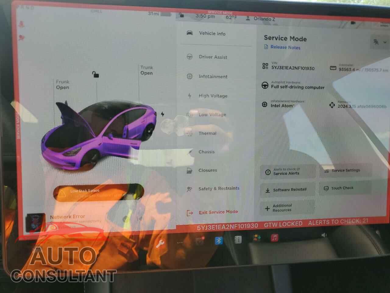 TESLA MODEL 3 2022 - 5YJ3E1EA2NF101930