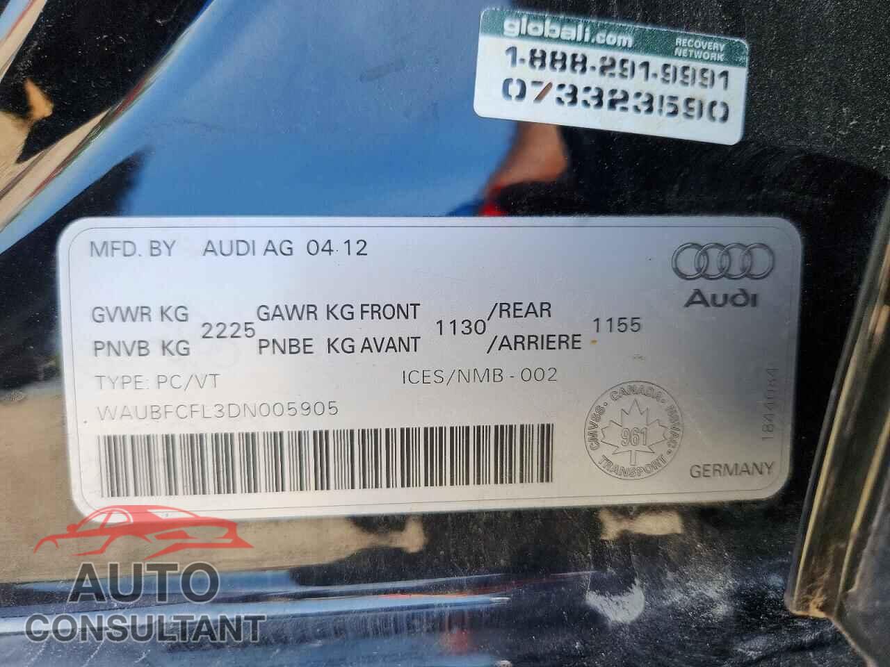 AUDI A4 2013 - WAUBFCFL3DN005905