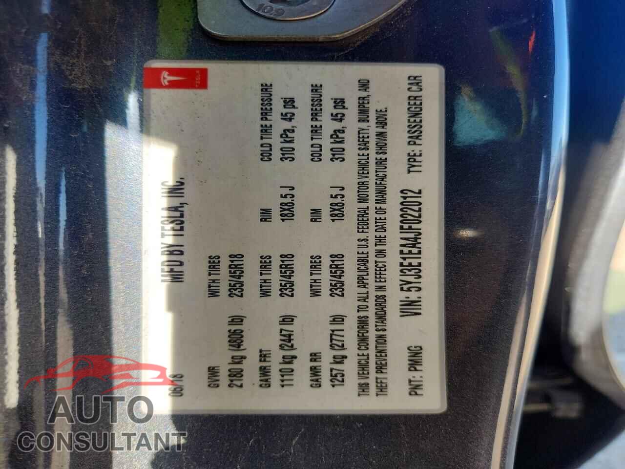 TESLA MODEL 3 2018 - 5YJ3E1EA4JF022012