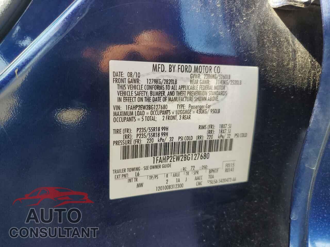 FORD TAURUS 2011 - 1FAHP2EW2BG127680