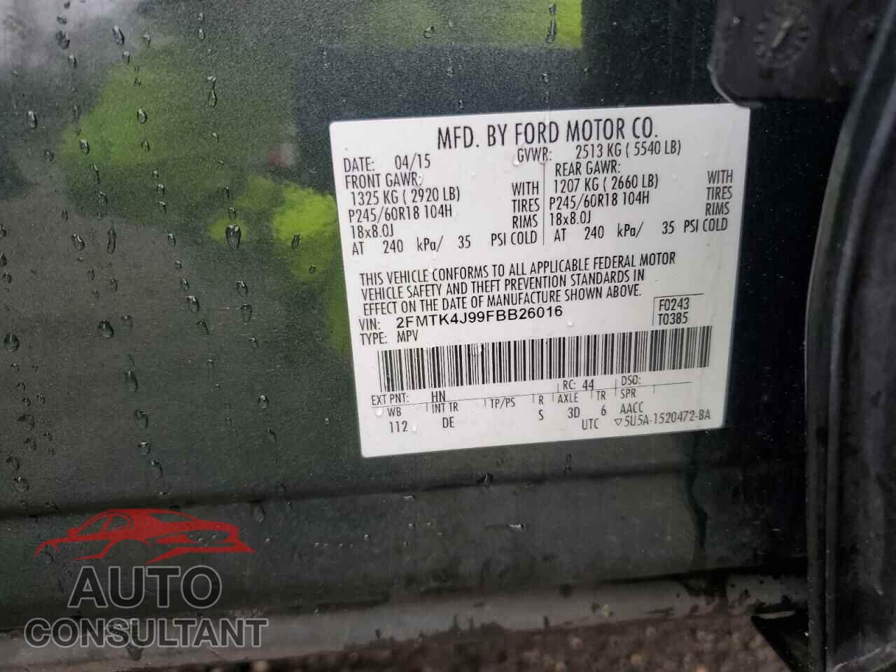 FORD EDGE 2015 - 2FMTK4J99FBB26016