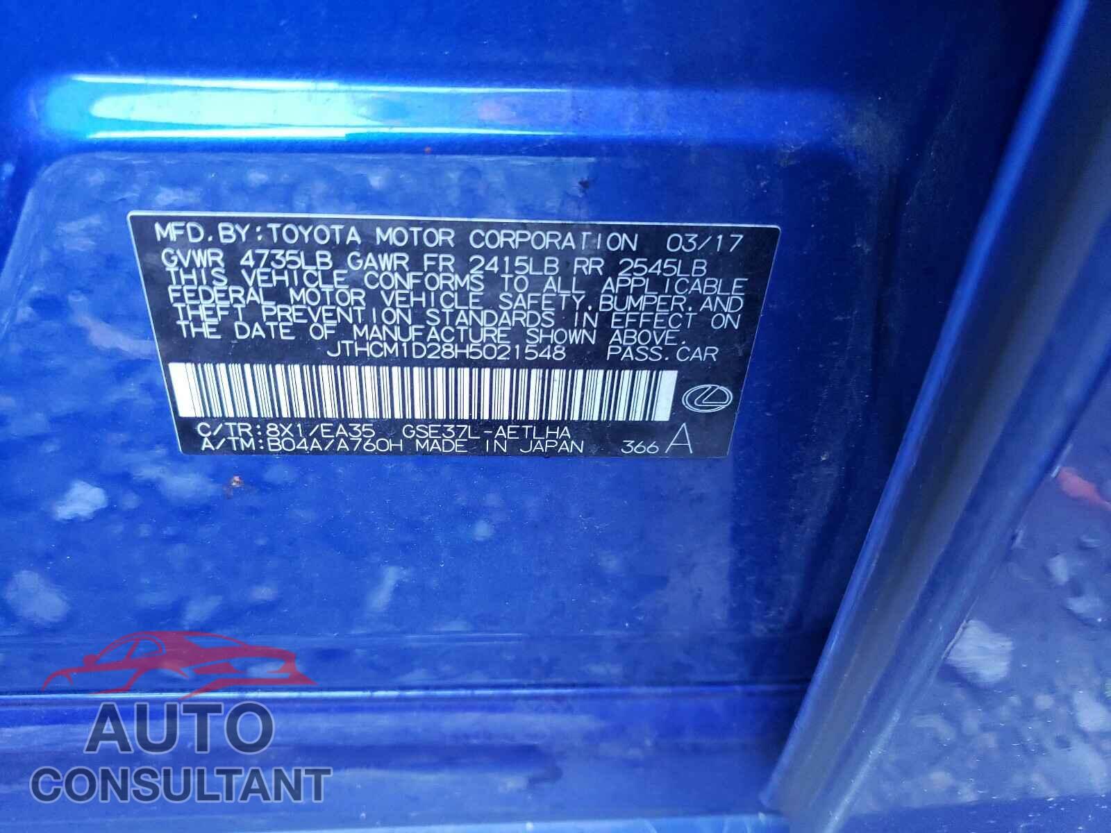 LEXUS IS 2017 - JTHCM1D28H5021548