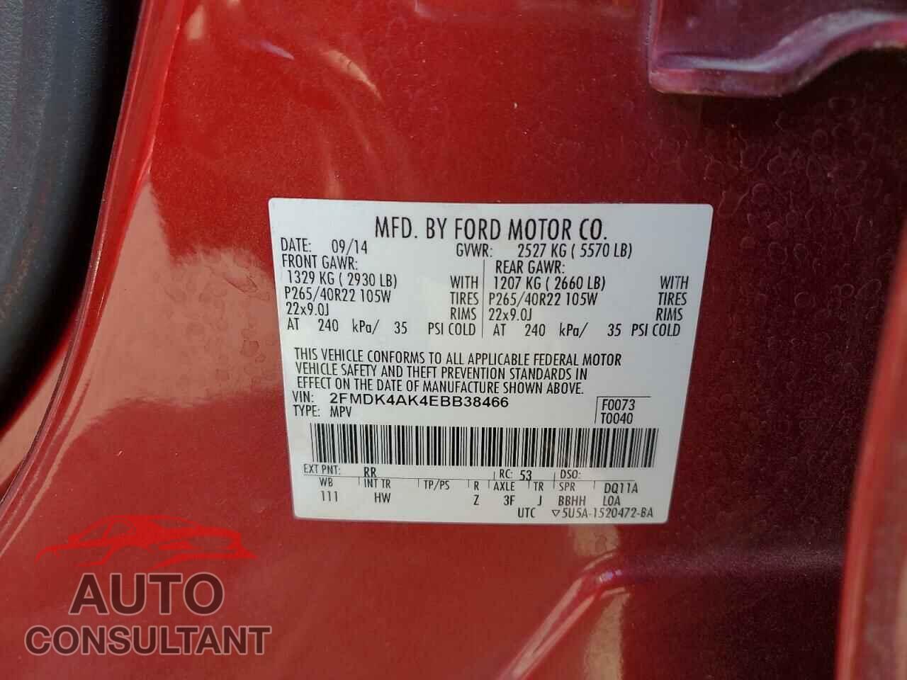 FORD EDGE 2014 - 2FMDK4AK4EBB38466