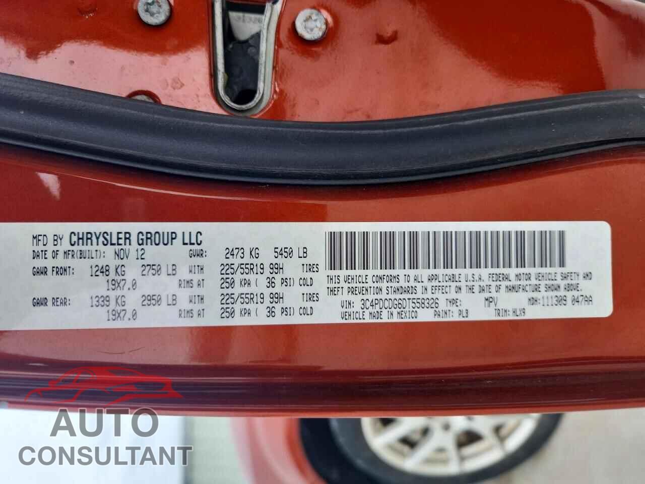 DODGE JOURNEY 2013 - 3C4PDCDG6DT558326