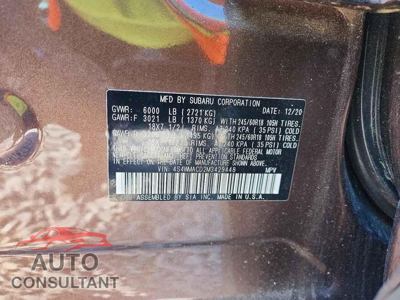SUBARU ASCENT 2021 - 4S4WMACD2M3429448
