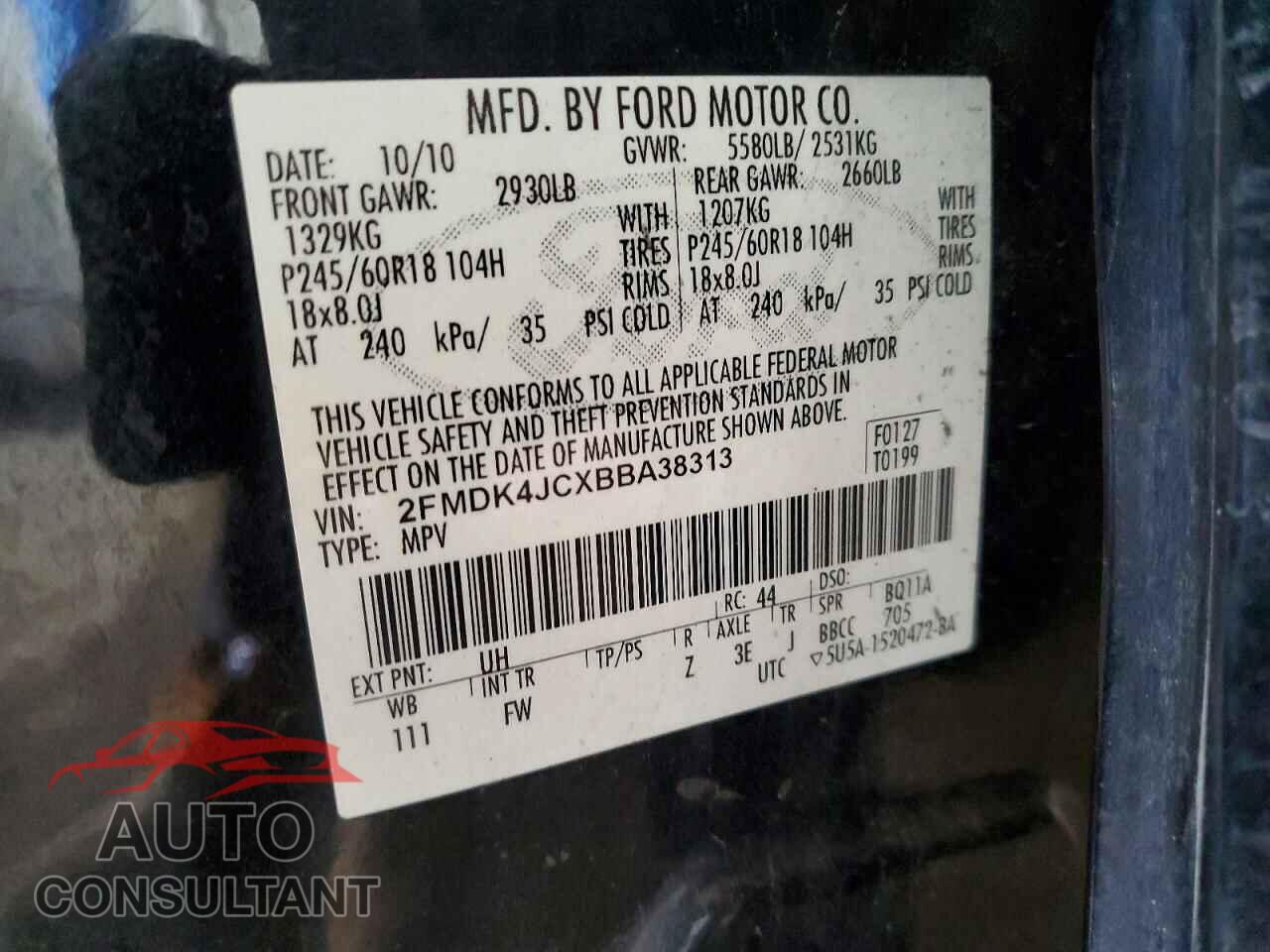 FORD EDGE 2011 - 2FMDK4JCXBBA38313