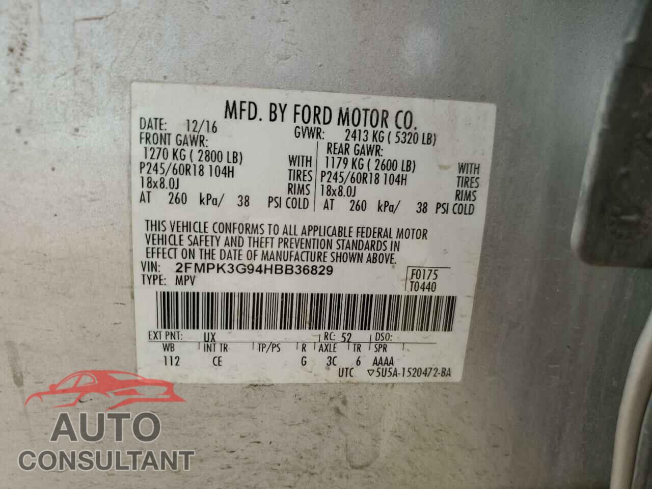 FORD EDGE 2017 - 2FMPK3G94HBB36829
