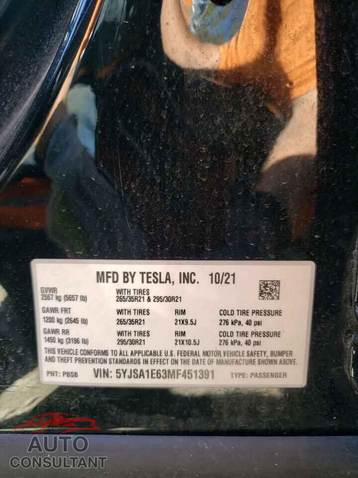 TESLA MODEL S 2021 - 5YJSA1E63MF451391