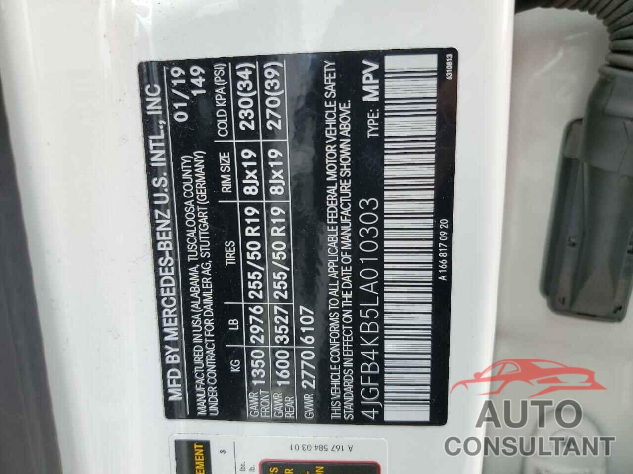 MERCEDES-BENZ GLE-CLASS 2020 - 4JGFB4KB5LA010303