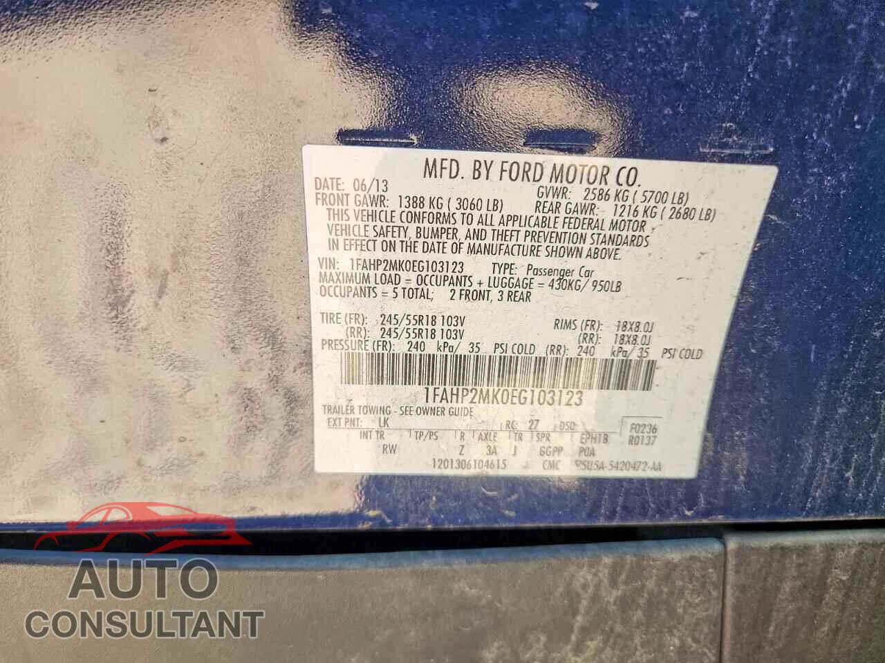 FORD TAURUS 2014 - 1FAHP2MK0EG103123