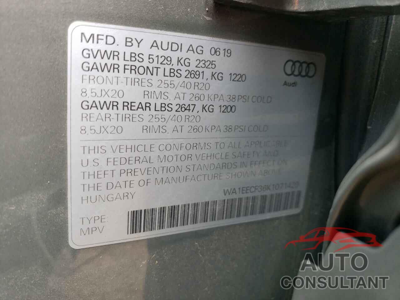 AUDI Q3 2019 - WA1EECF36K1071429