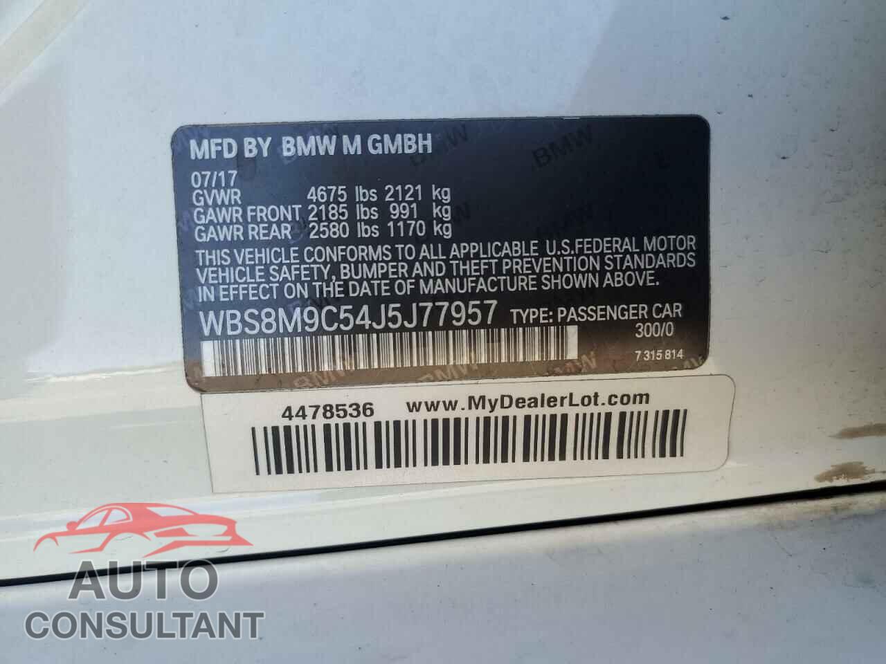 BMW M3 2018 - WBS8M9C54J5J77957