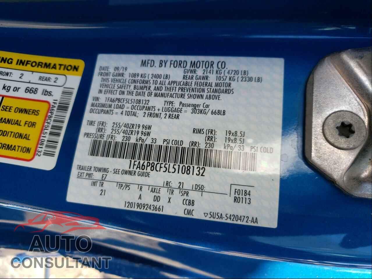 FORD MUSTANG 2020 - 1FA6P8CF5L5108132