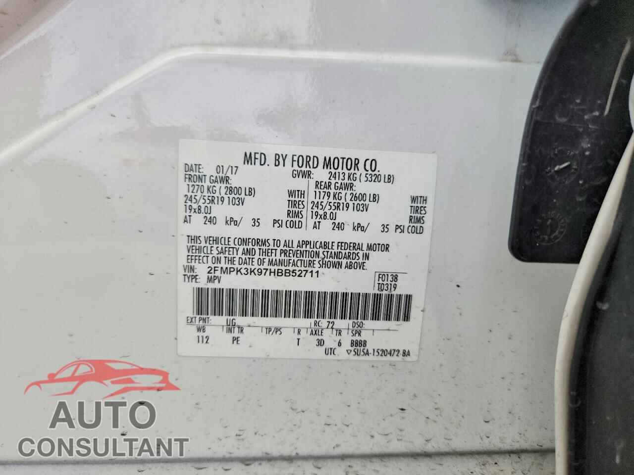 FORD EDGE 2017 - 2FMPK3K97HBB52711