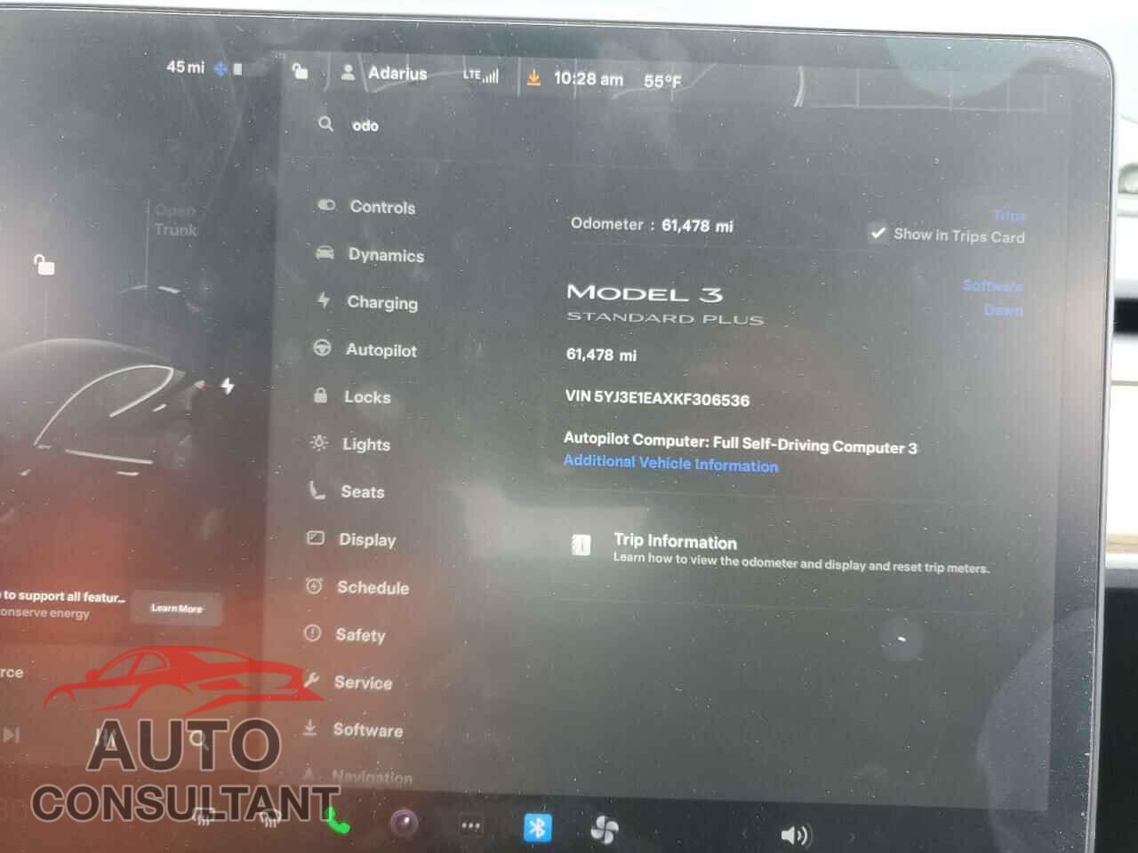 TESLA MODEL 3 2019 - 5YJ3E1EAXKF306536
