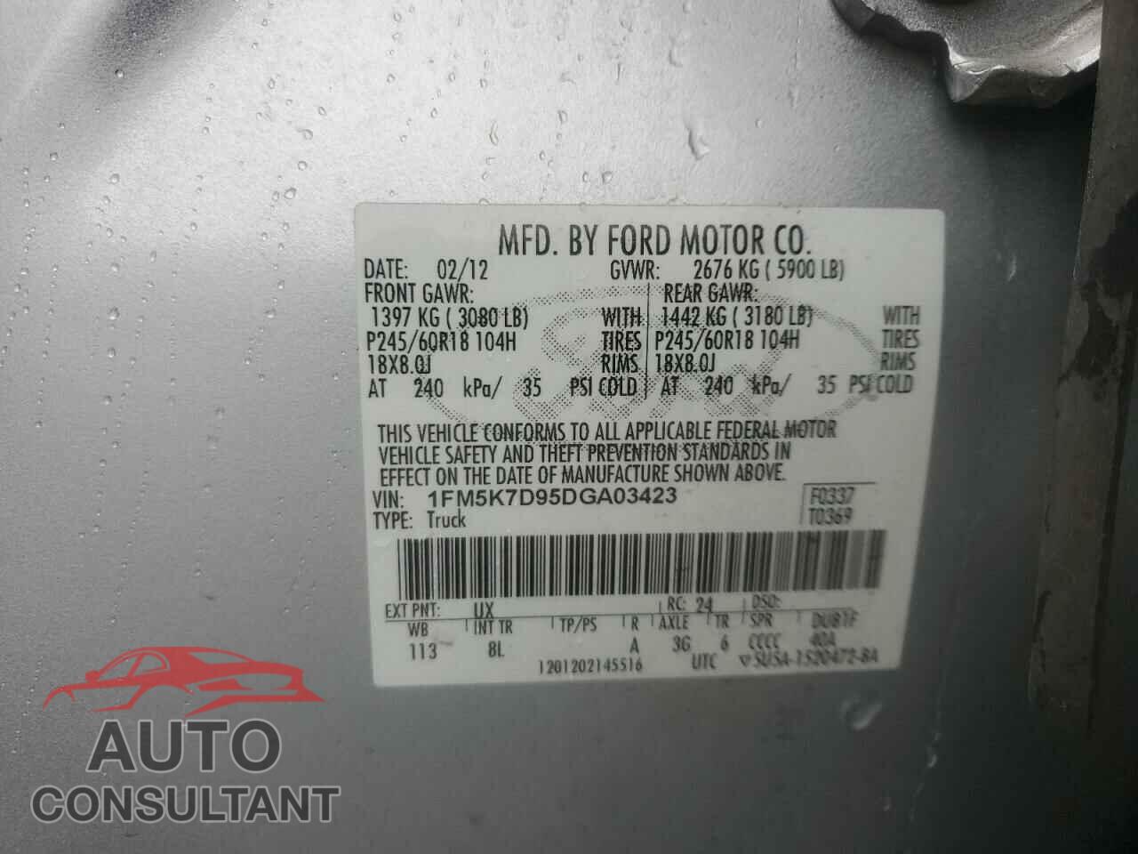 FORD EXPLORER 2013 - 1FM5K7D95DGA03423