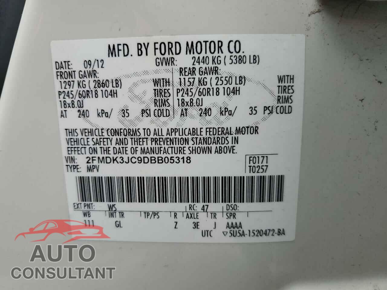 FORD EDGE 2013 - 2FMDK3JC9DBB05318