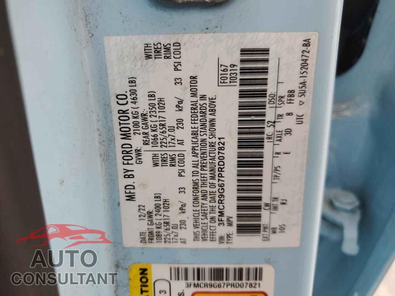 FORD BRONCO 2023 - 3FMCR9G67PRD07821