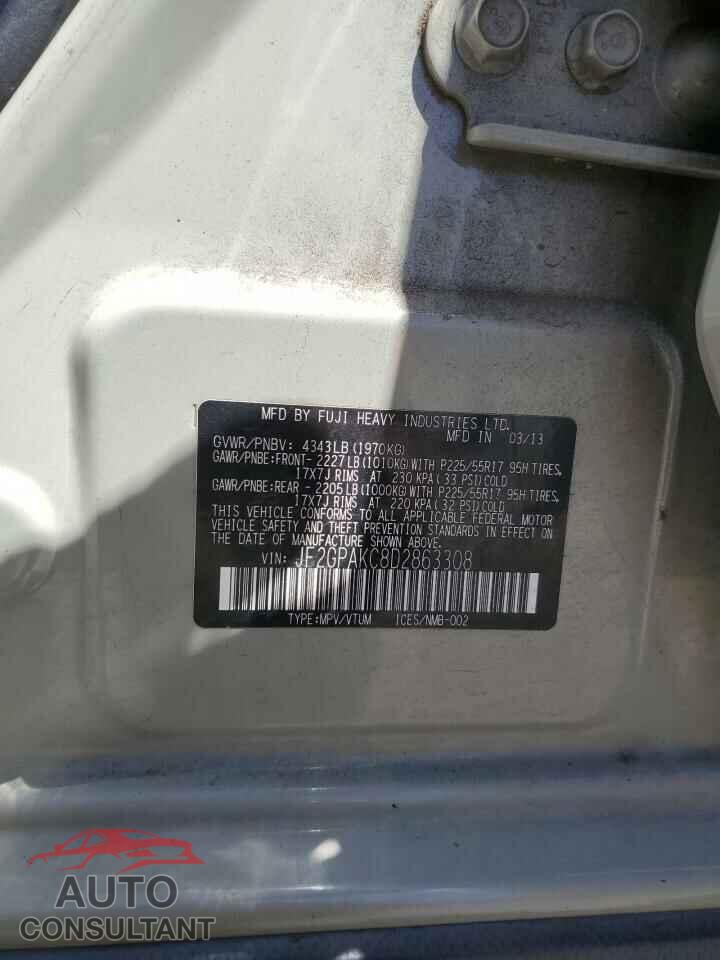 SUBARU XV 2013 - JF2GPAKC8D2863308
