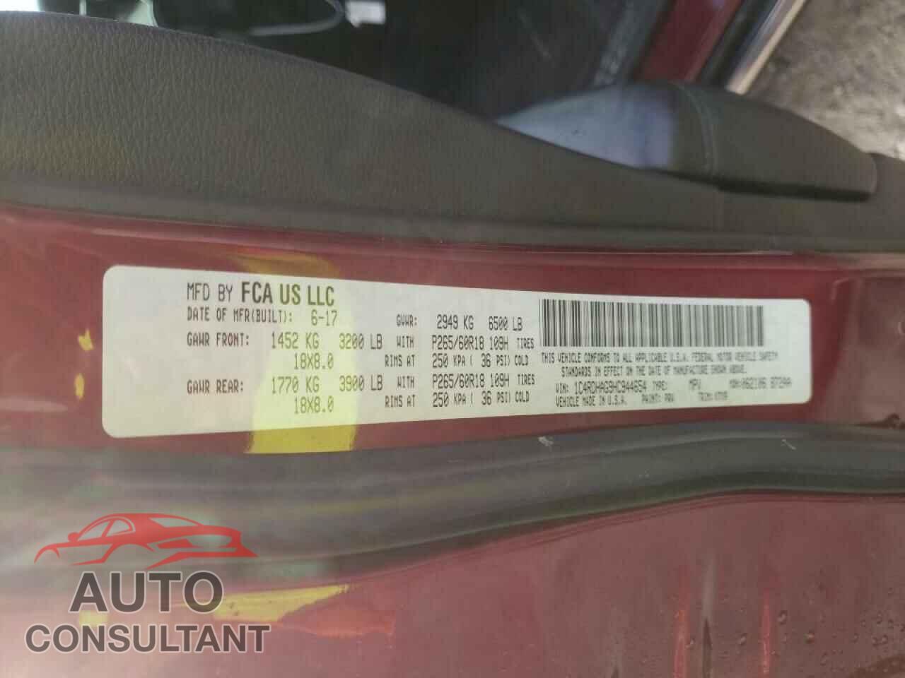DODGE DURANGO 2017 - 1C4RDHAG9HC944654