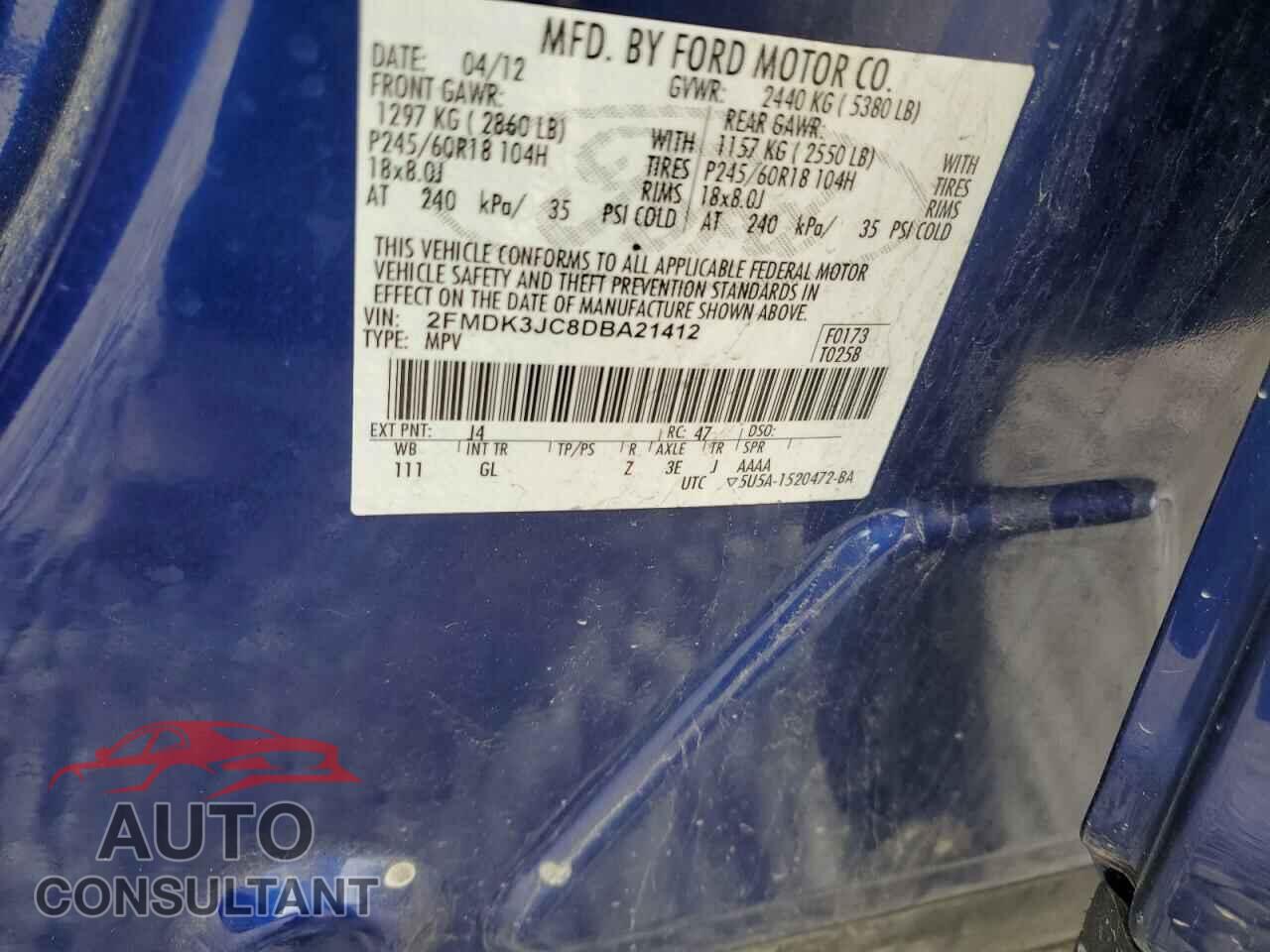 FORD EDGE 2013 - 2FMDK3JC8DBA21412