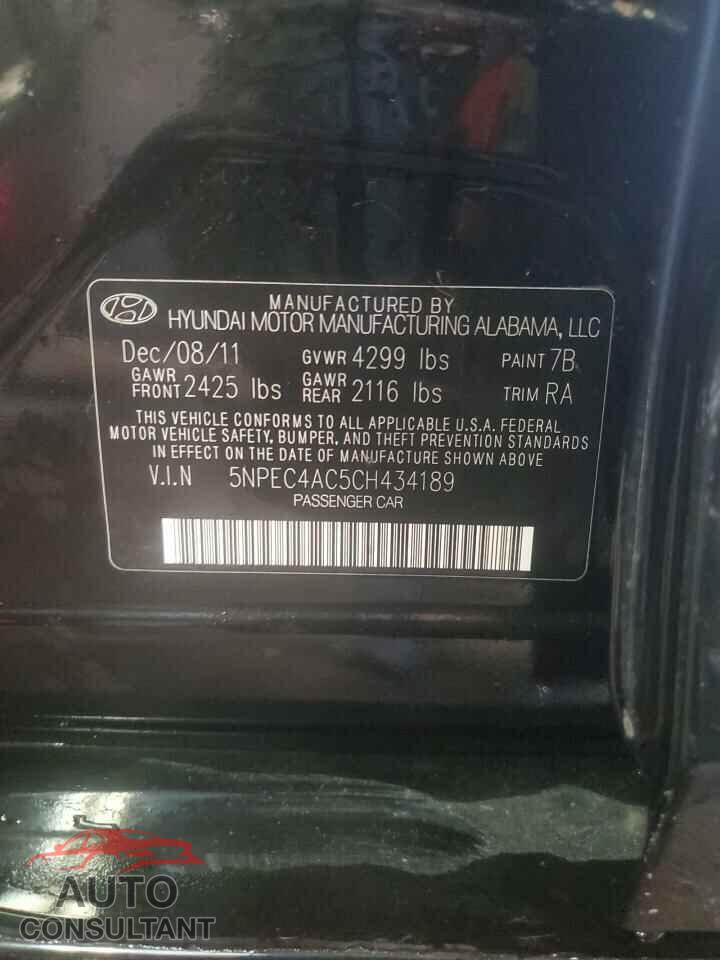 HYUNDAI SONATA 2012 - 5NPEC4AC5CH434189