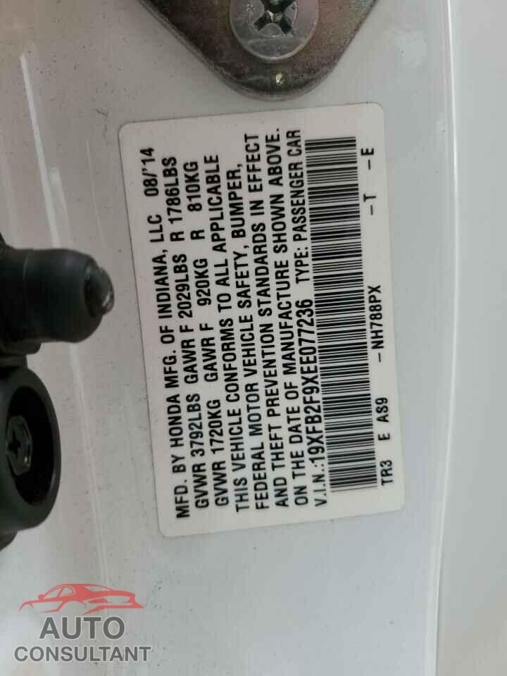 HONDA CIVIC 2014 - 19XFB2F9XEE077236