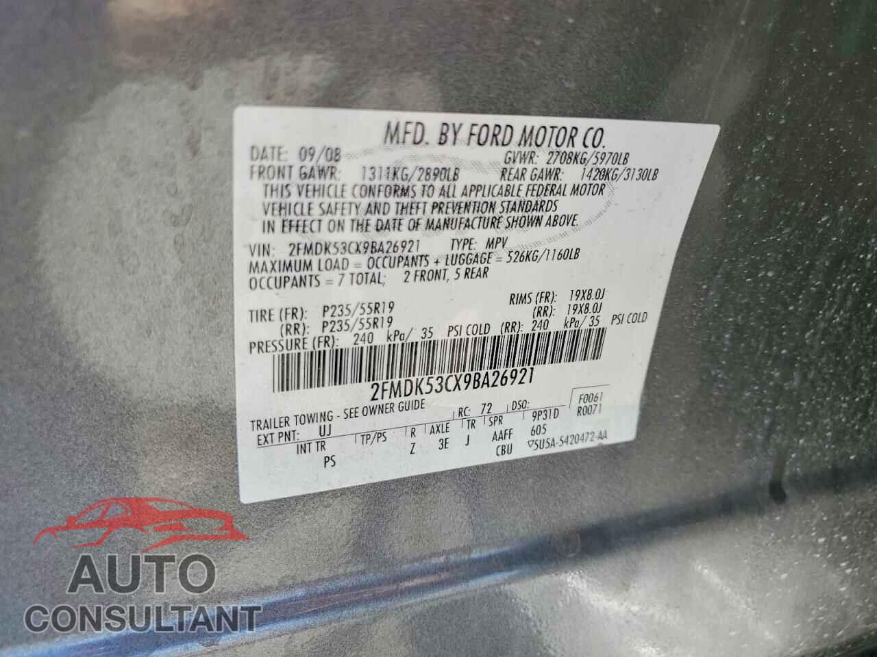 FORD FLEX 2009 - 2FMDK53CX9BA26921