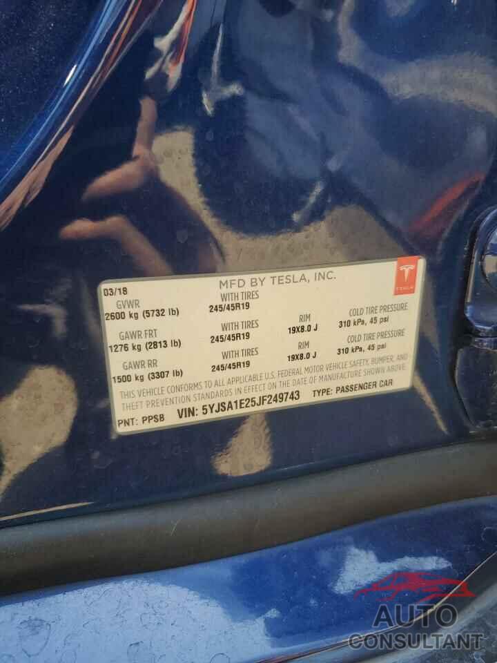 TESLA MODEL S 2018 - 5YJSA1E25JF249743