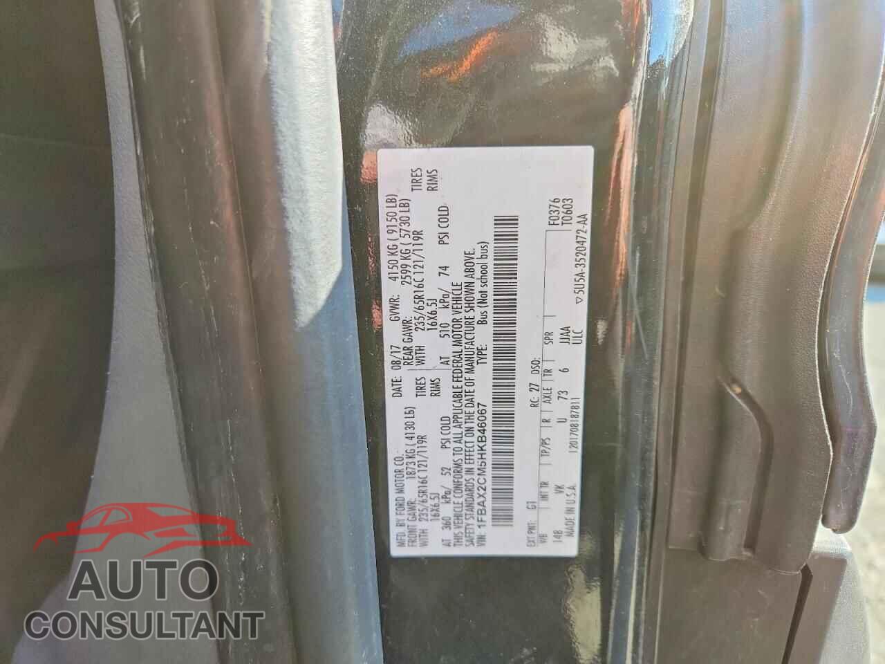 FORD TRANSIT 2017 - 1FBAX2CM5HKB46067