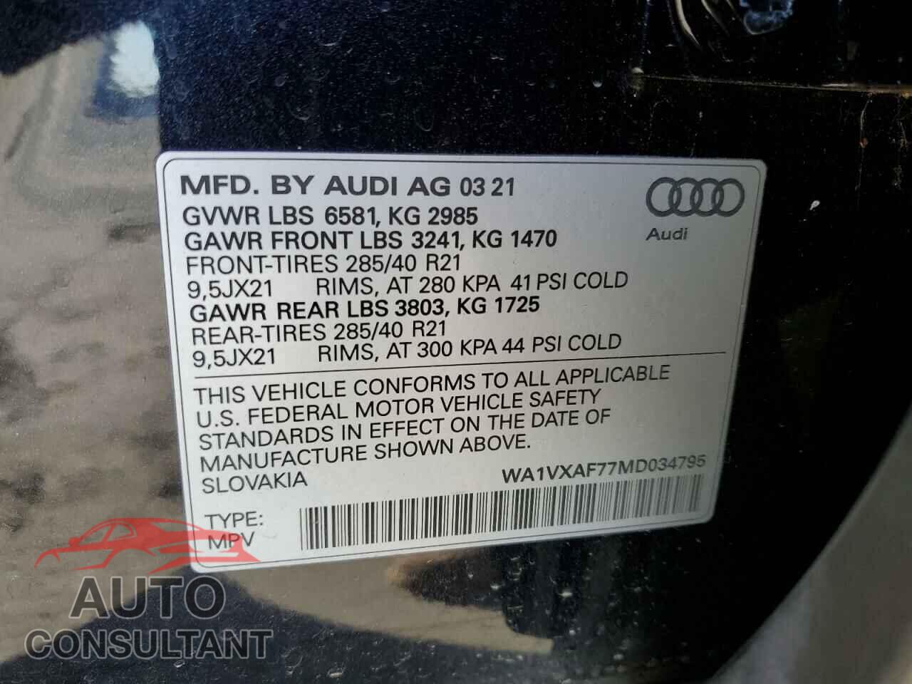 AUDI Q7 2021 - WA1VXAF77MD034795