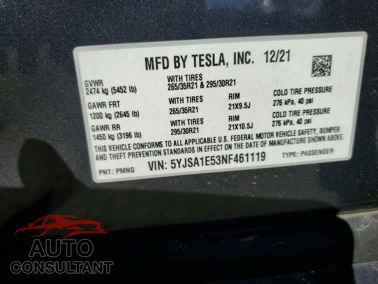 TESLA MODEL S 2022 - 5YJSA1E53NF461119