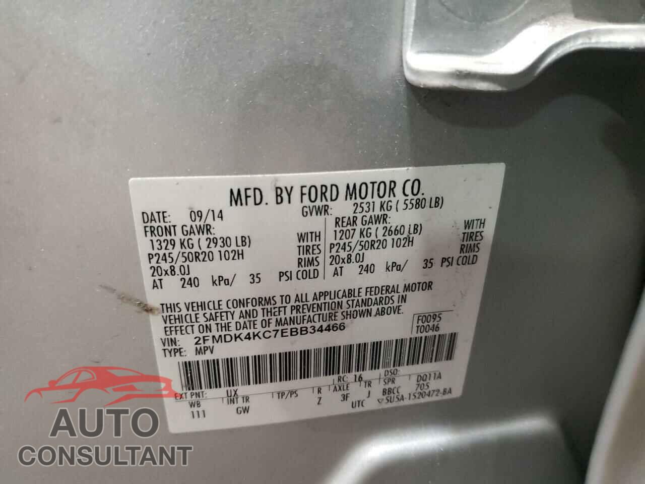 FORD EDGE 2014 - 2FMDK4KC7EBB34466