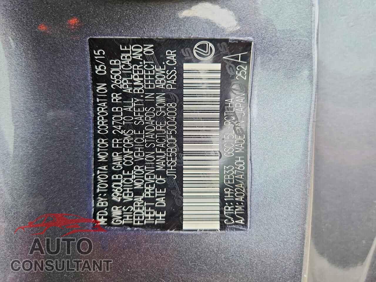 LEXUS RX350 2015 - JTHSE5BC0F5004008