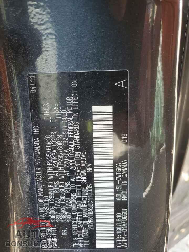 LEXUS RX350 2011 - 2T2BK1BA5BC110335