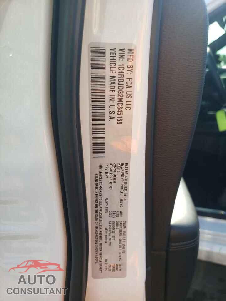 DODGE DURANGO 2021 - 1C4RDJDG2MC845168