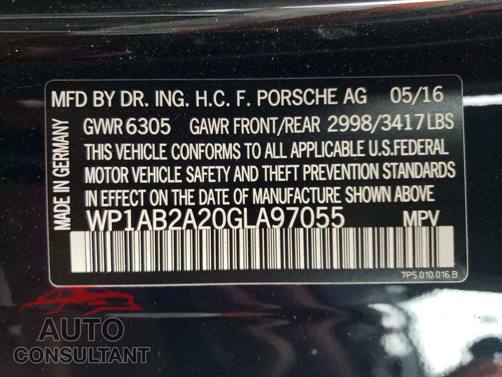 PORSCHE CAYENNE 2016 - WP1AB2A20GLA97055