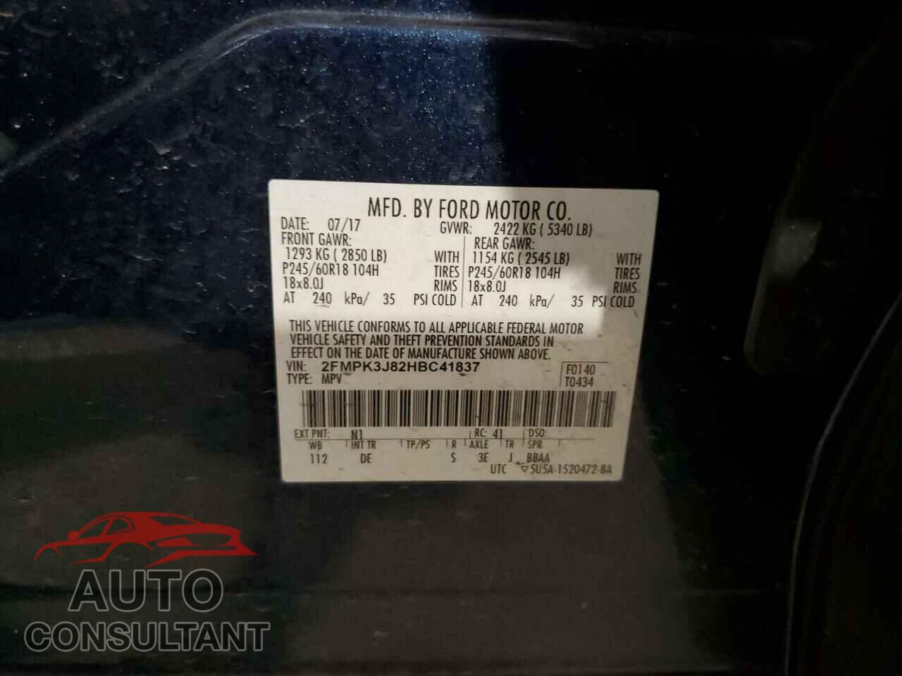 FORD EDGE 2017 - 2FMPK3J82HBC41837
