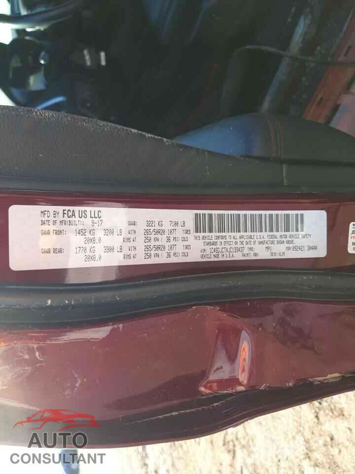 DODGE DURANGO 2018 - 1C4SDJCTXJC133437