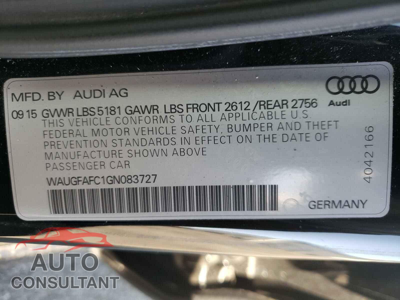 AUDI A6 2016 - WAUGFAFC1GN083727