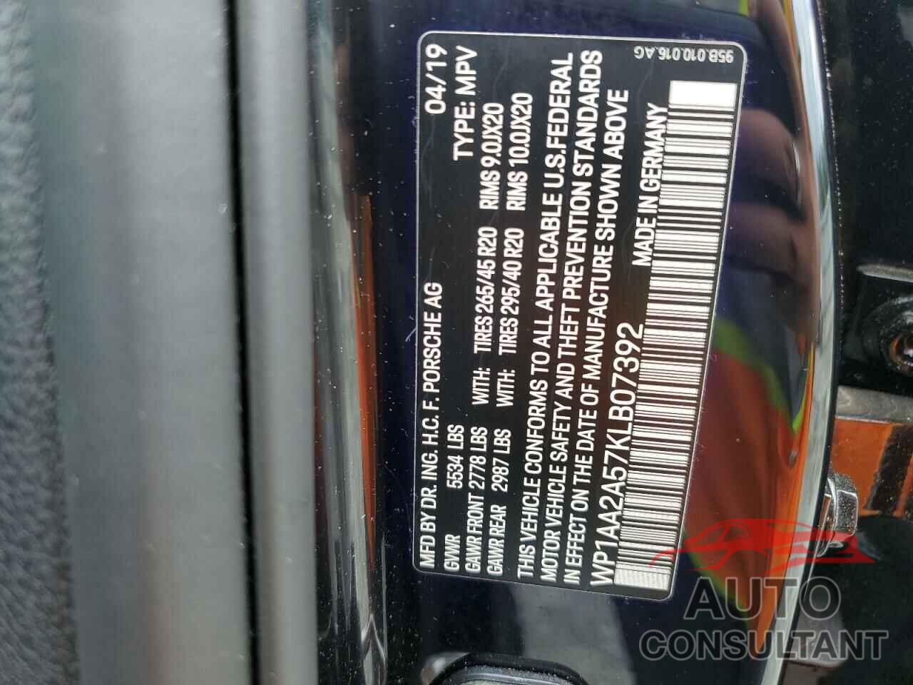 PORSCHE MACAN 2019 - WP1AA2A57KLB07392