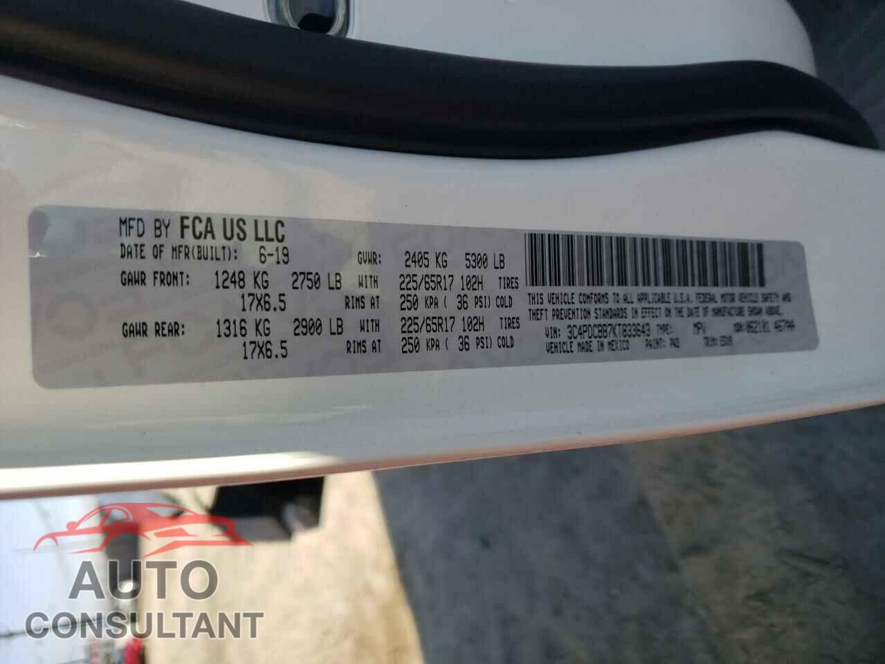 DODGE JOURNEY 2019 - 3C4PDCBB7KT833643