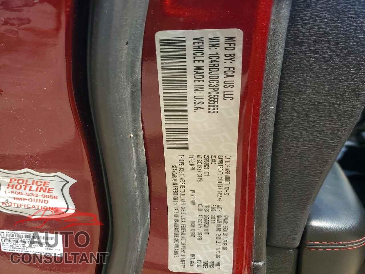 DODGE DURANGO 2023 - 1C4RDJDG3PC555655