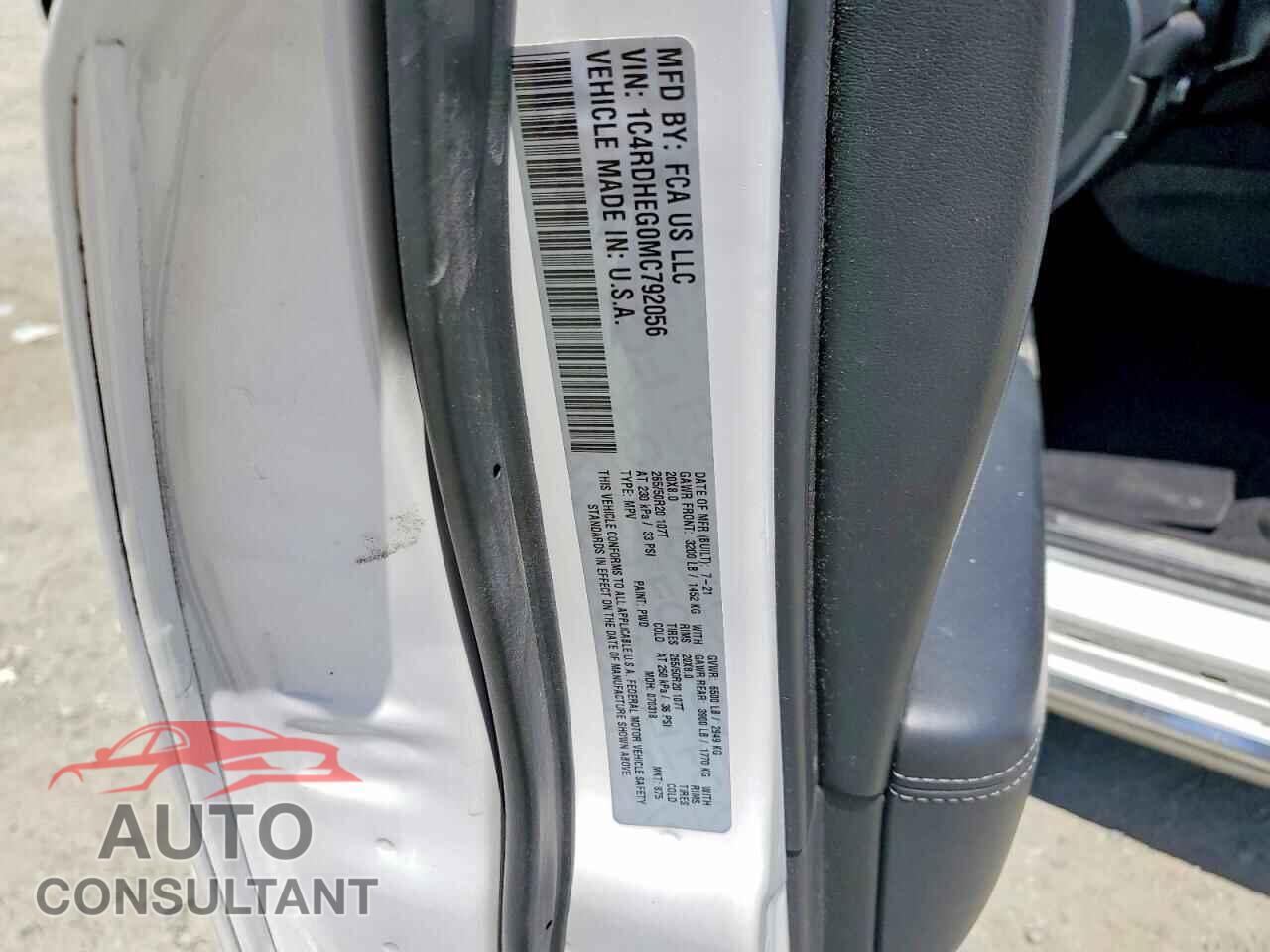DODGE DURANGO 2021 - 1C4RDHEG0MC792056