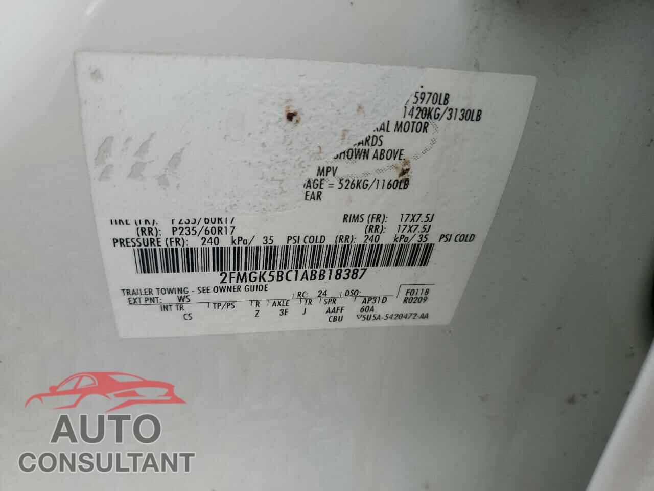 FORD FLEX 2010 - 2FMGK5BC1ABB18387